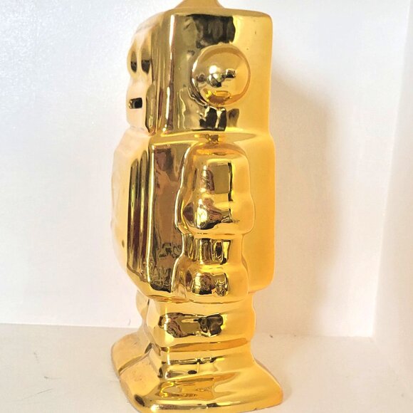 Gold Retro Vintage Style Robot Ceramic Piggy Coin Bank - Picture 2 of 7